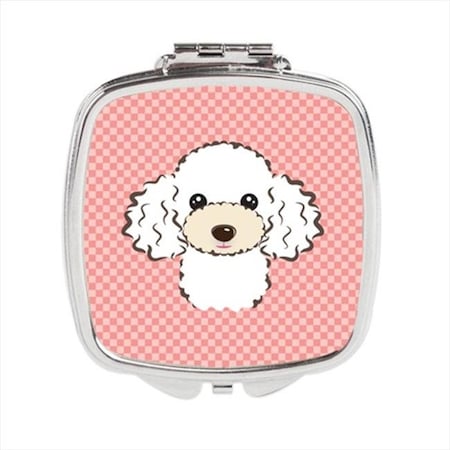 Carolines Treasures Carolines Treasures BB1257SCM Checkerboard Pink White Poodle Compact Mirror; 2.75 x 3 x .3 In. BB1257SCM